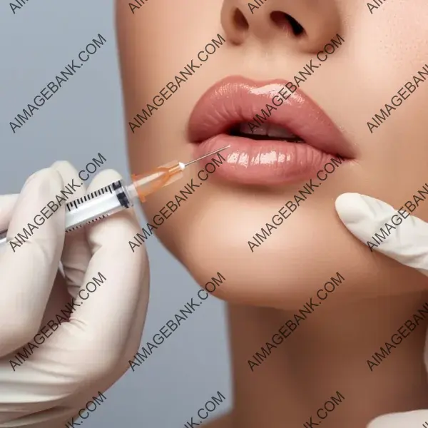 Aesthetic Renewal: Woman Undergoing Beauty Injections Near the Chin for a Refreshed Appearance