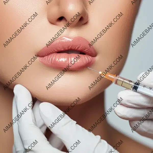 Facial Revitalization: Woman Experiencing Beauty Injections Near the Chin for a Youthful Glow