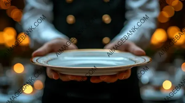 Silver Service: Waiter Holding Plate and Empty Glove