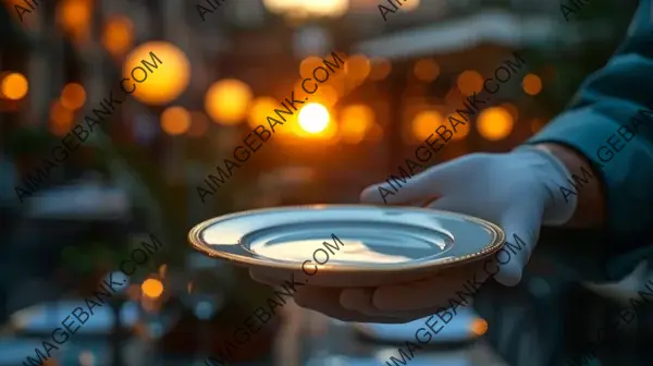 Dining Grace: Waiter Holding Silver Plate and Glove