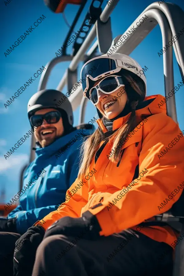 Couple Enjoying a Scenic Ski Lift Ride