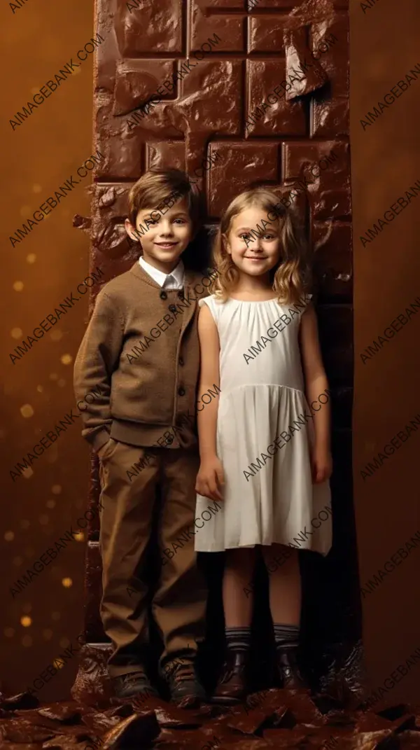 Joyful Girl and Boy Celebrating World Chocolate Day