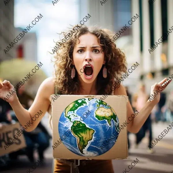 Environmental Advocacy: Woman with an Empty Climate Sign