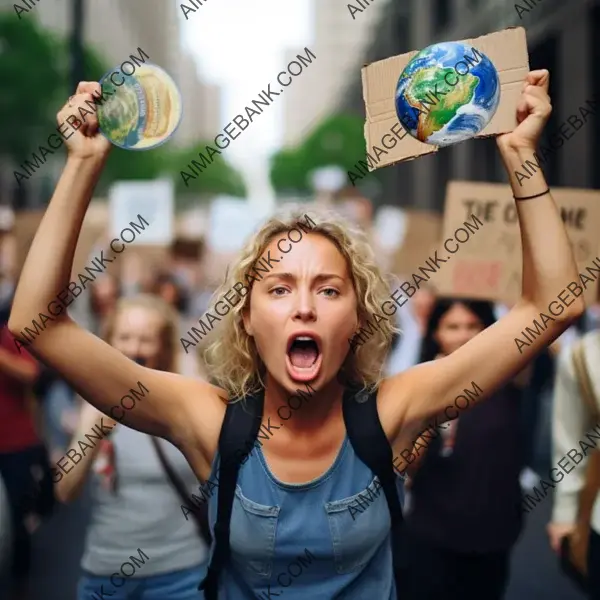 Climate Change Awareness: Woman Holding an Empty Sign