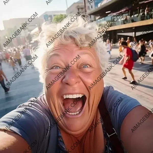 Close-Up Selfie of a Chubby 60-Year-Old Woman