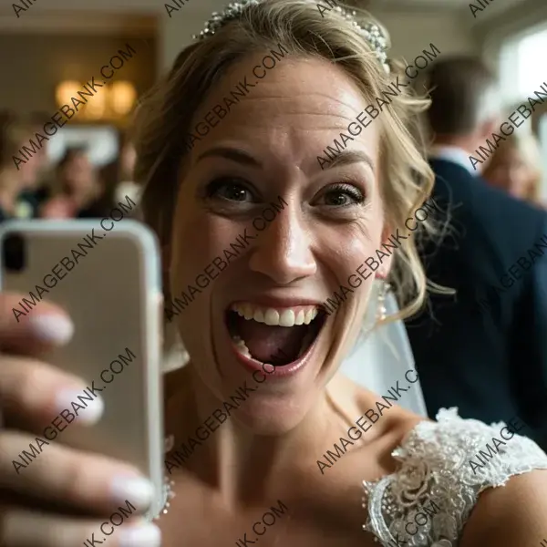 Wedding Bliss: Bride&#8217;s Selfie While Laughing at the Camera