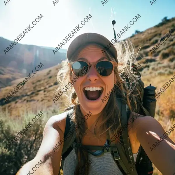 Screaming on the Mountain: Woman&#8217;s Adventurous Selfie