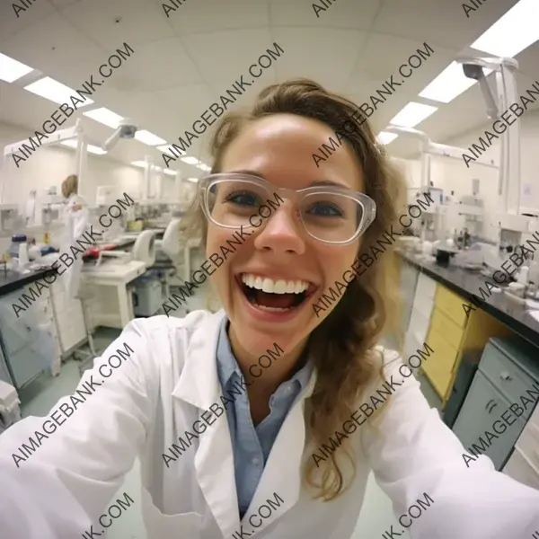 Laboratory Laughter: Woman&#8217;s Selfie with a Smile
