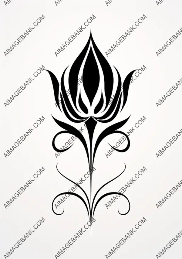 Symbol of Purity: Logo Featuring Lotus Bud on White Background