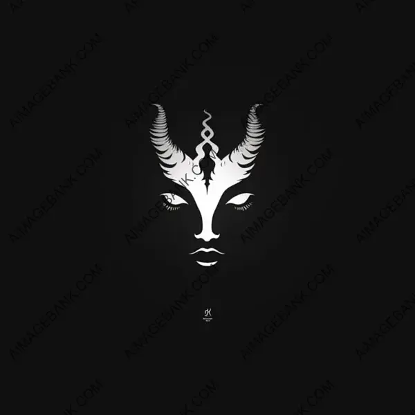 Minimalist Zodiac: Capricorn Face Logo on Black Background