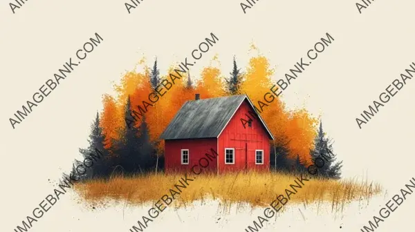 Rustic Charm: Minimalist Vintage Logo Design Depicting a Small Barn Cottage