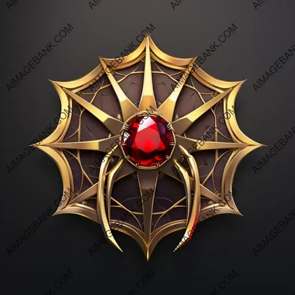 Luxurious Superhero Emblem: Logo Depicting Spiderman Icon in Gold, Red, and Ruby Gemstones