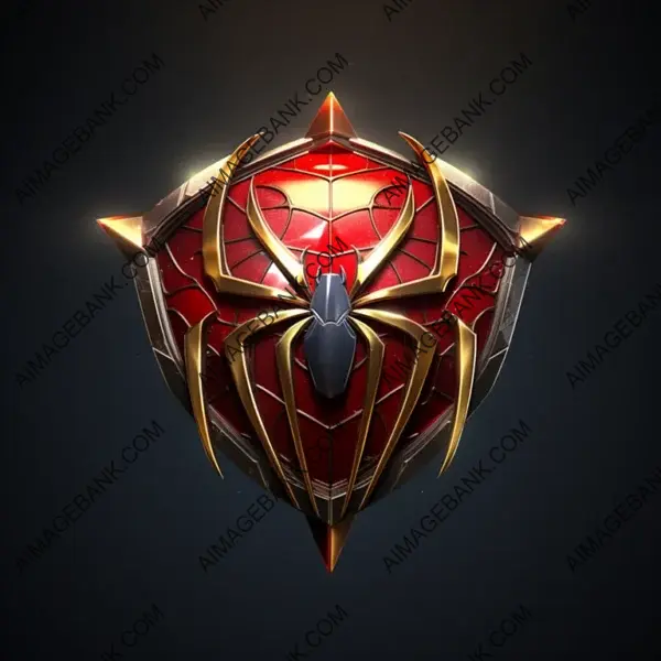 Opulent Hero Emblem: Logo Design Presenting Spiderman Icon in Gold, Red, and Ruby Gemstones