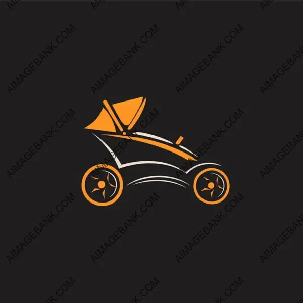 Modern Design Concept: Minimalistic Vector Logo Merging Stroller and Sportscar Imagery