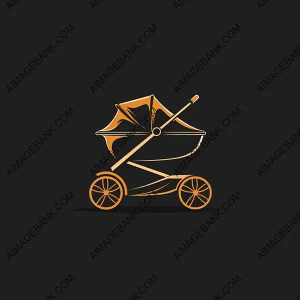 Contemporary Symbol: Minimalistic Vector Logo Blending Stroller and Sportscar Features