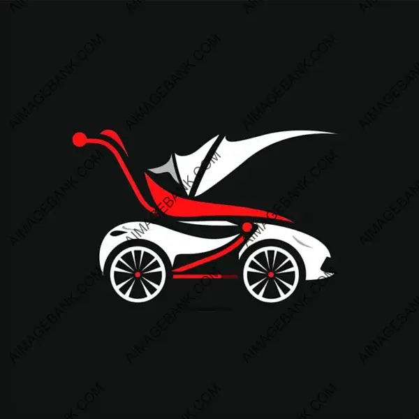 Simple and Sleek: Minimalistic Vector Logo Incorporating Both Stroller and Sportscar Elements
