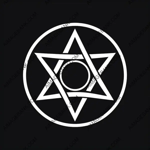 Occult Emblem: Logo Design with a Pentagram in Black and White, Enclosed in a Circle