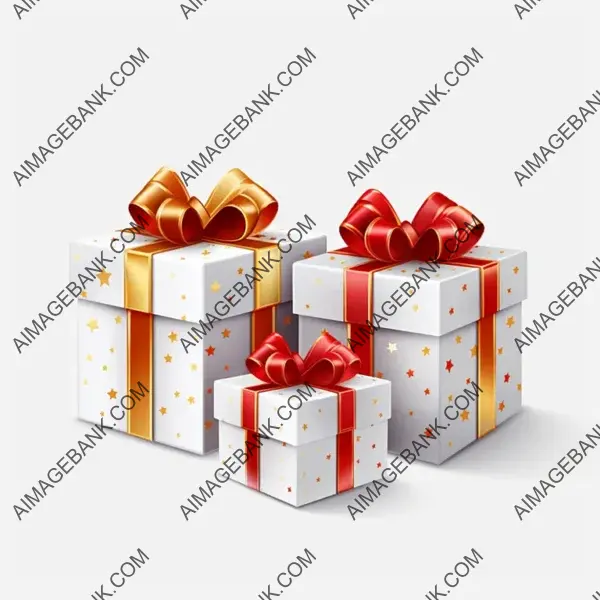 Festive Gift Boxes: White Clean Background