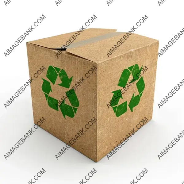 Green Recycling Symbol on Closed Cardboard Box