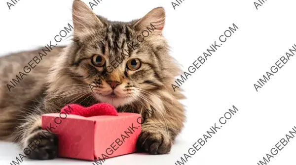 Cat in a Heart-Shaped Gift Box
