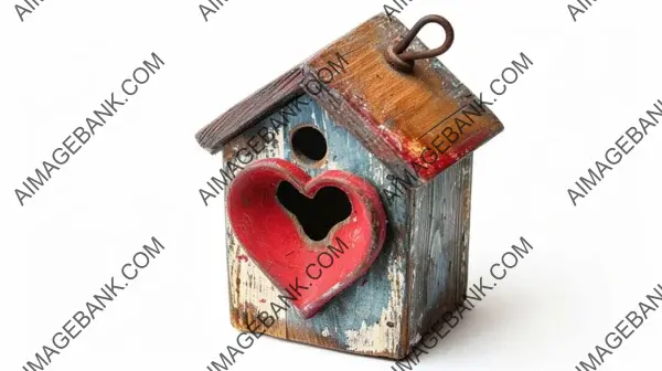 Heart-Shaped Little Bird House Isolated on White