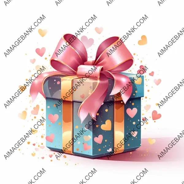 Pink and Golden Colors Gift Box on White