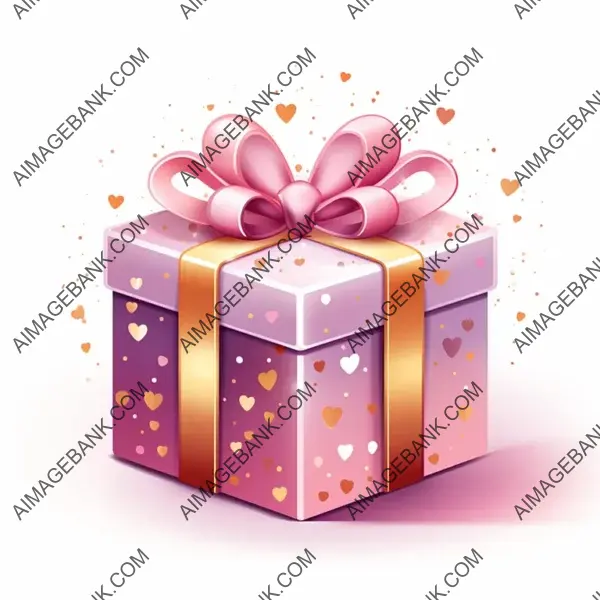 Luxury Pink and Golden Gift Box on White