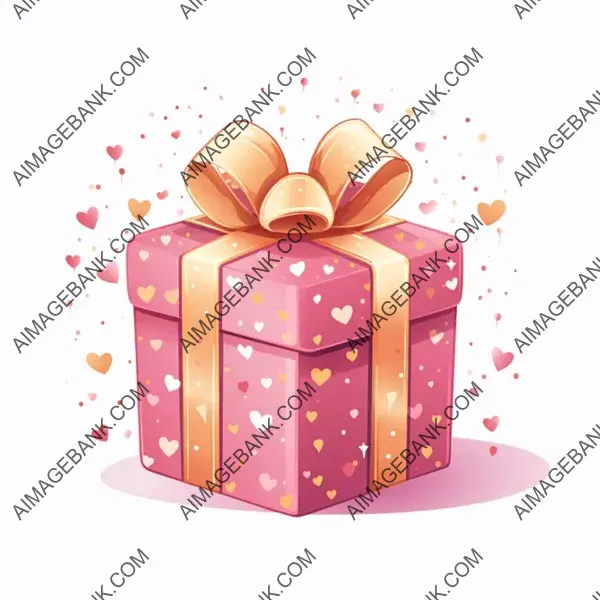 Gilded Pink Gift Box on White Background