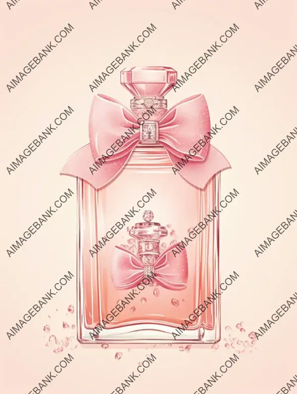 Pink Perfume Bottle with Bow and Diamonds