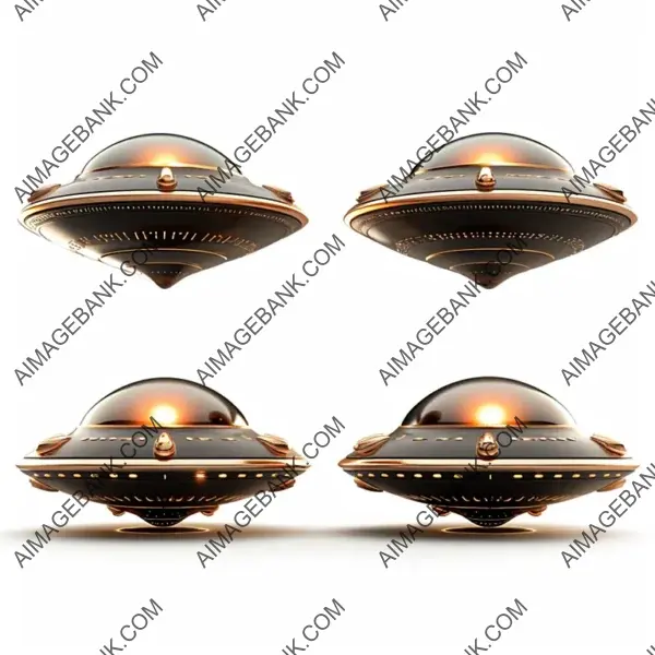 Collection of UFO Spaceships on White Background