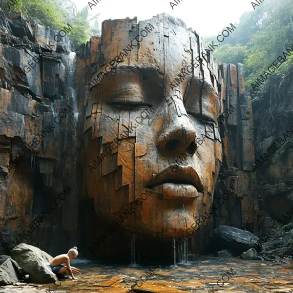 Explore the harmony between art and nature with a face carved into a mountain, a captivating sight to behold.