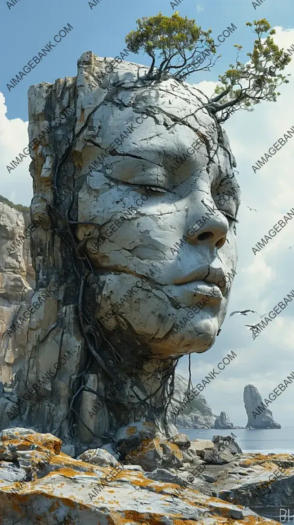 Witness the captivating image of a head with a tree branch growing through it, a symbol of the profound connection between humanity and nature.